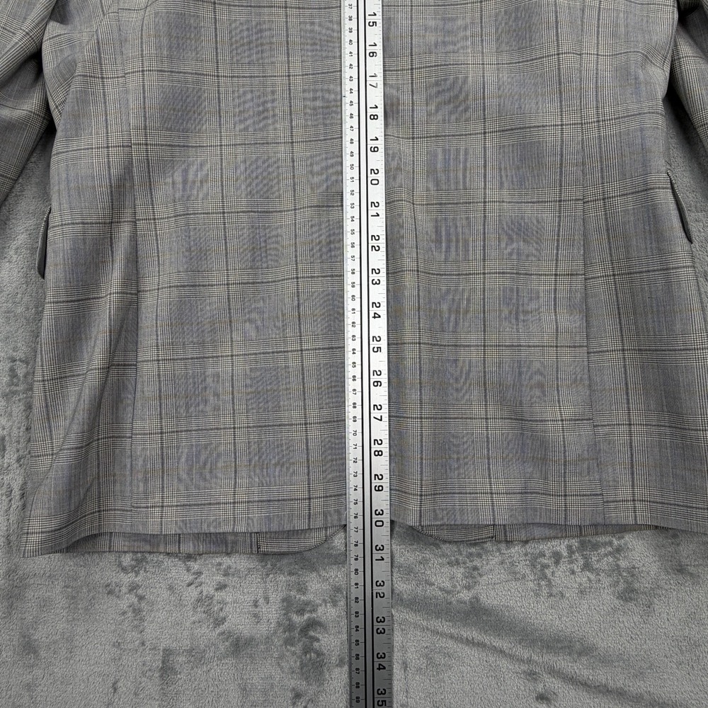 Express Mens Blazer 40R Extra Slim Gray Plaid 4 Way Stretch Wool Sport Coat NWT - Picture 8 of 11